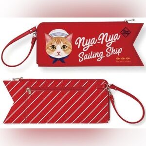 CAT SAILOR PENNANT SHAPED CLUTCH POUCH DOCUMENT HOLDER